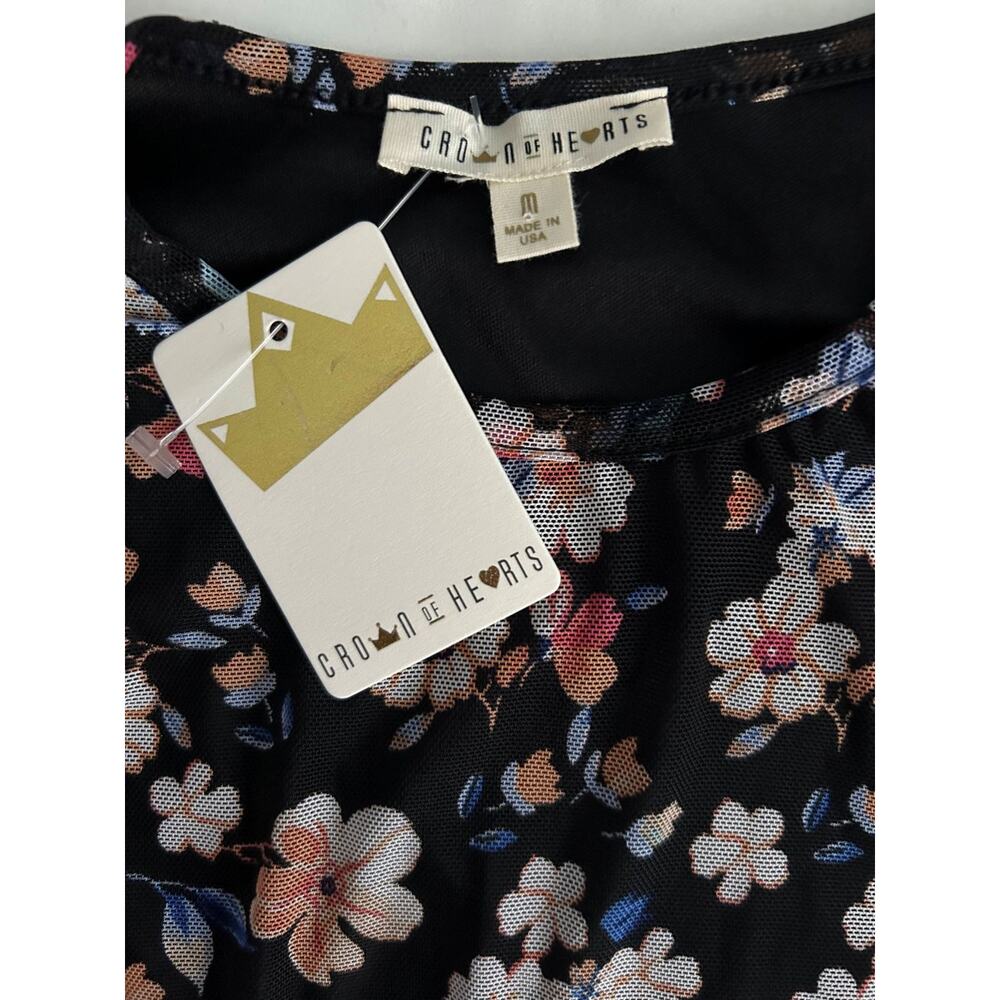 NWT Crown of Hearts Long Sleeve Girl’s 2pc Black Floral Skirt Set-Medium - Picture 4 of 12